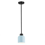 York 1 Light Pendant Light - Black & Pale Blue