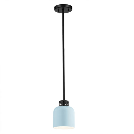 York 1 Light Pendant Light - Black & Pale Blue