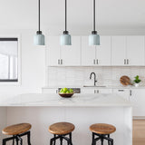 York 1 Light Pendant Light - Black & Pale Blue