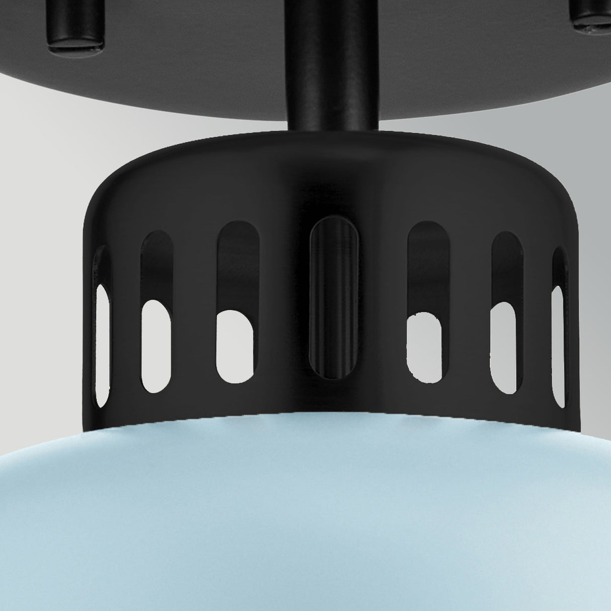 York 1 Light Pendant Light - Black & Pale Blue