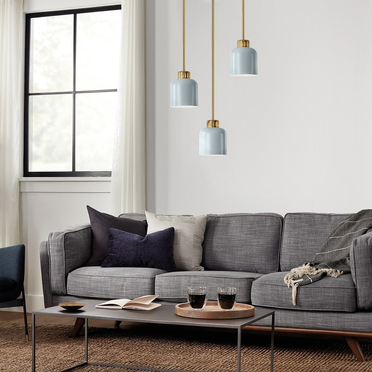 York 1 Light Pendant Light - Painted Natural Brass