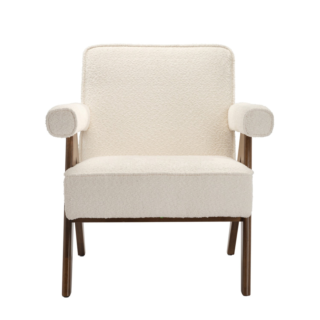 Ember Accent Chair - Snow with Walnut