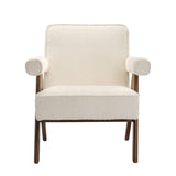 Ember Accent Chair - Snow with Walnut