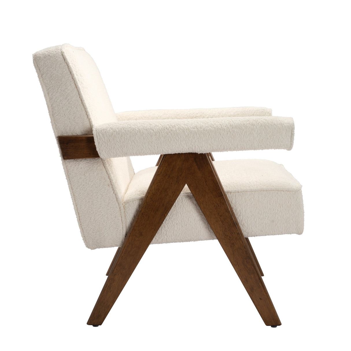 Ember Accent Chair - Snow with Walnut
