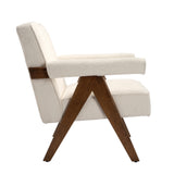 Ember Accent Chair - Snow with Walnut