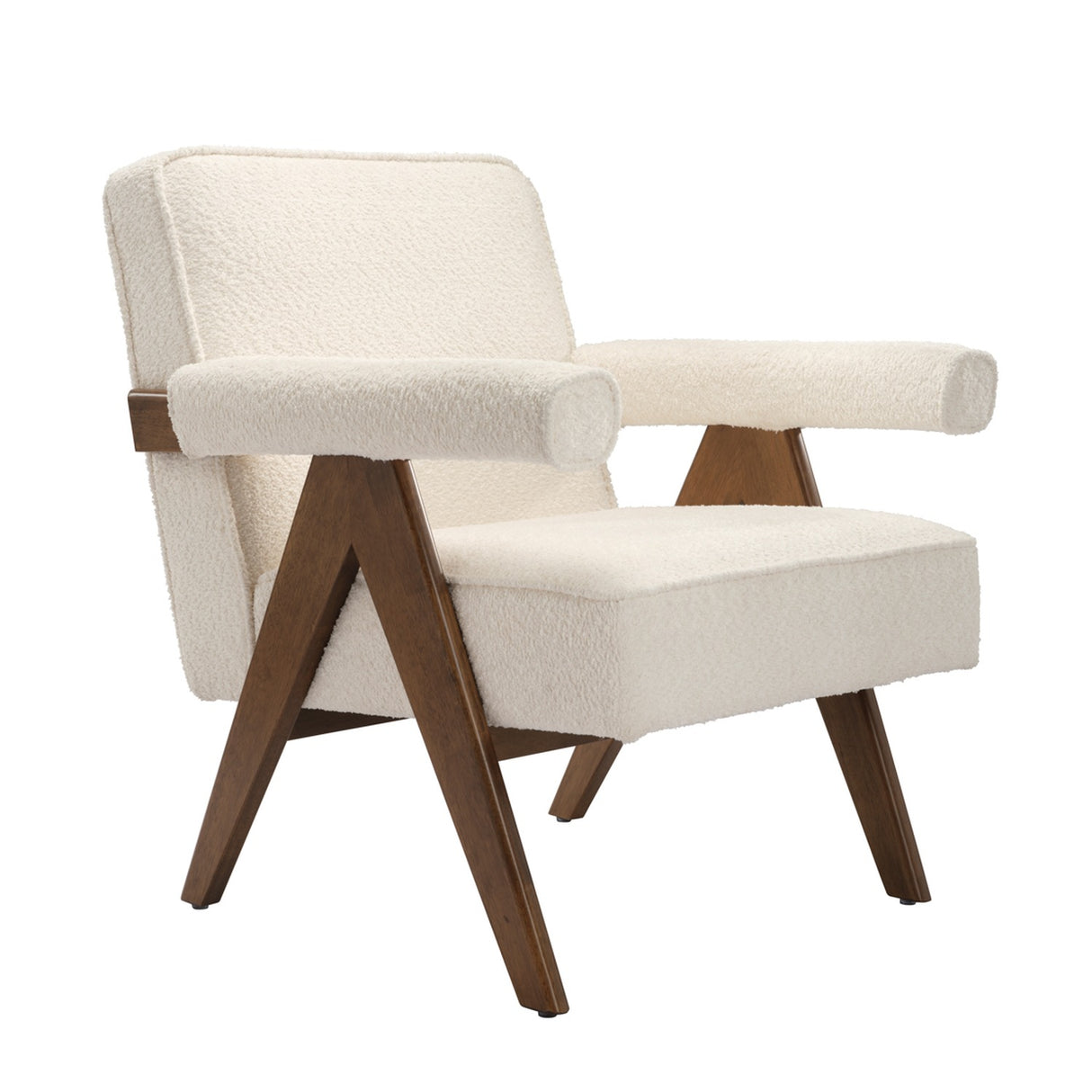 Ember Accent Chair - Snow with Walnut
