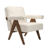 Ember Accent Chair - Snow with Walnut