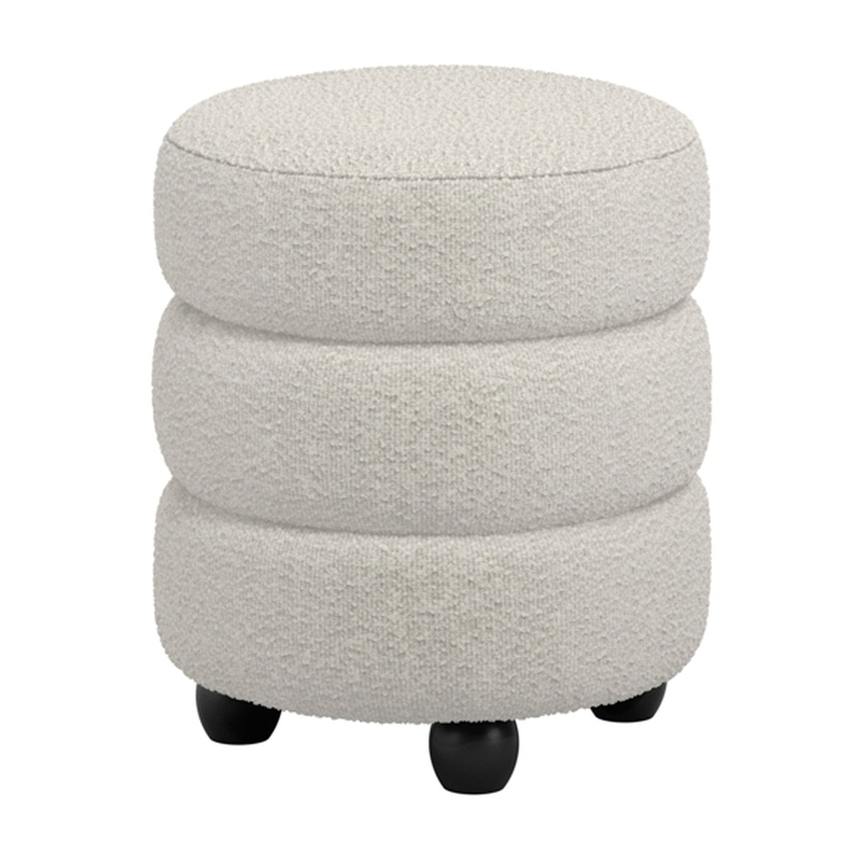 Emi Footstool - Ivory with Black