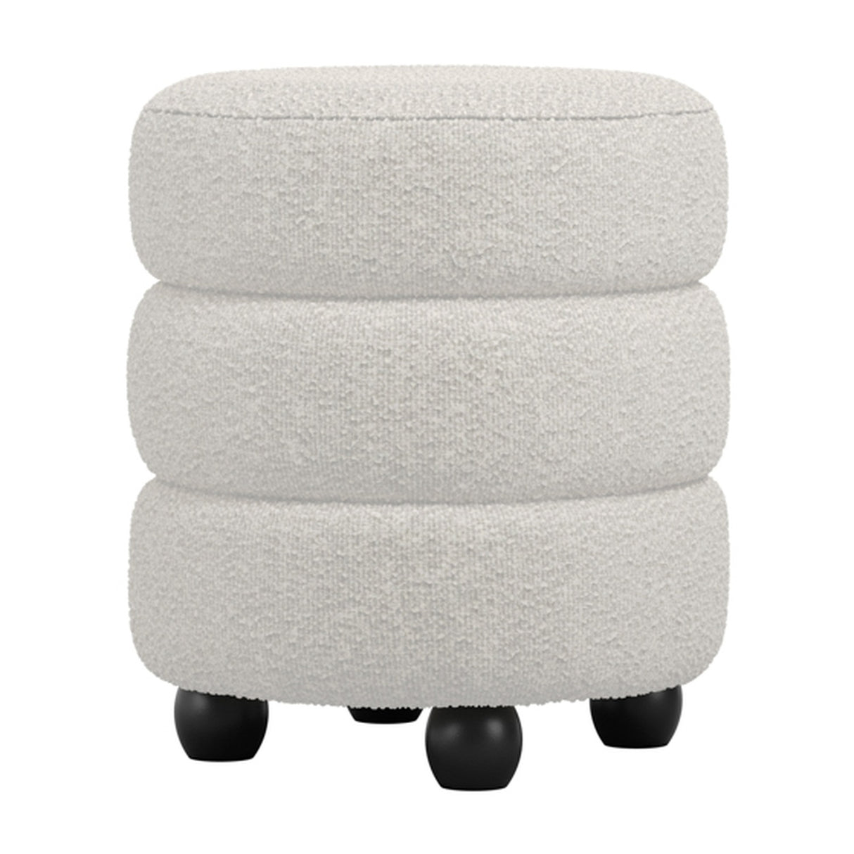 Emi Footstool - Ivory with Black