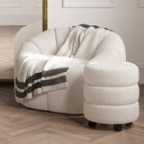 Emi Footstool - Ivory with Black