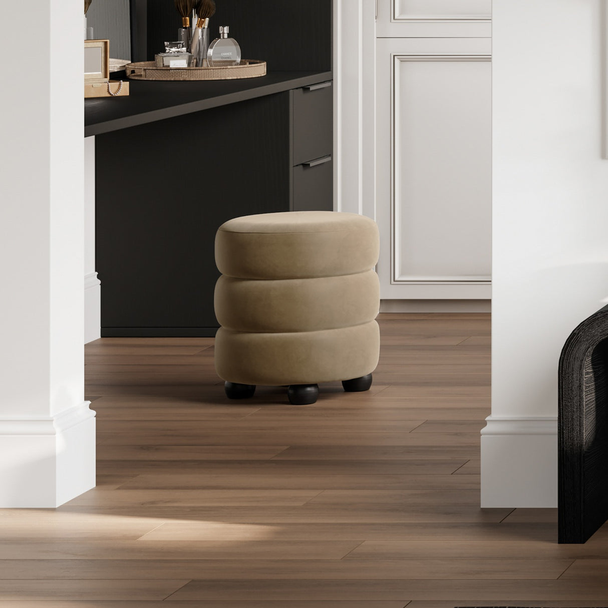 Emi Footstool - Mole with Black