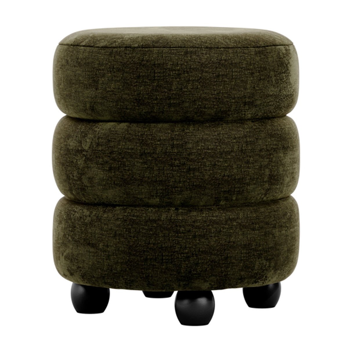 Emi Footstool - Olive with Black