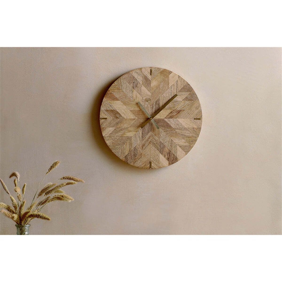 Enugu Patchwork Mango Wood Wall Clock - Natural