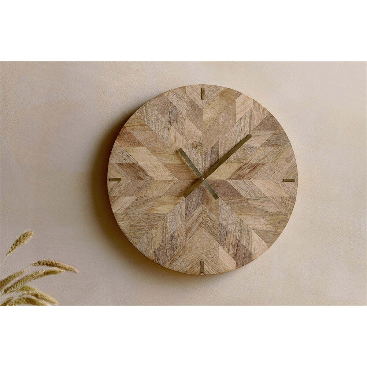 Enugu Patchwork Mango Wood Wall Clock - Natural