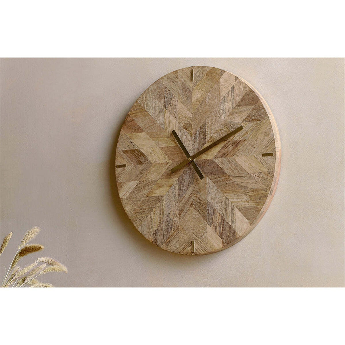 Enugu Patchwork Mango Wood Wall Clock - Natural