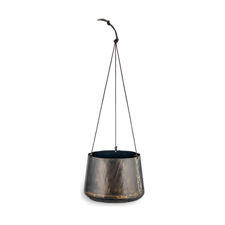 Endo Large Reclaimed Iron Hanging Planter - Black