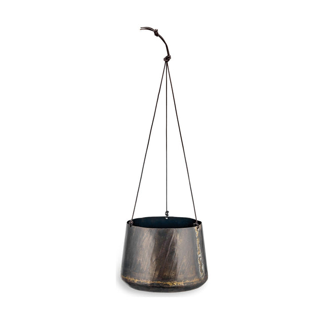 Endo Large Reclaimed Iron Hanging Planter - Black