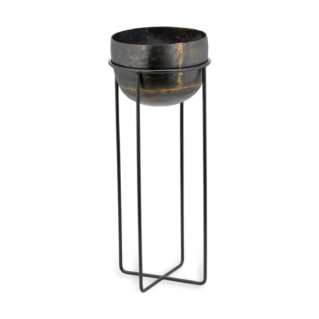 Endo Small Reclaimed Iron Plant Stand - Black