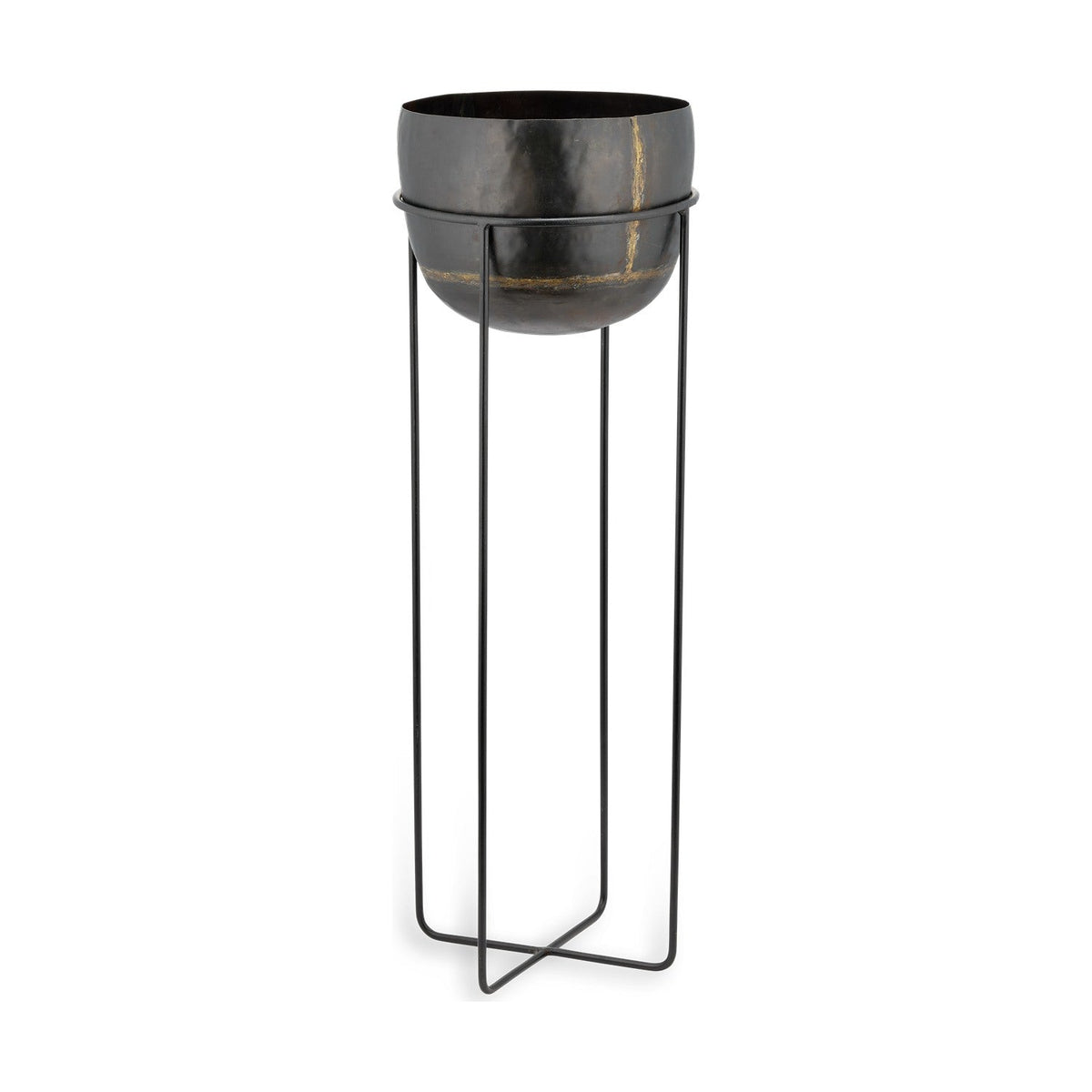 Endo Large Reclaimed Iron Plant Stand - Black