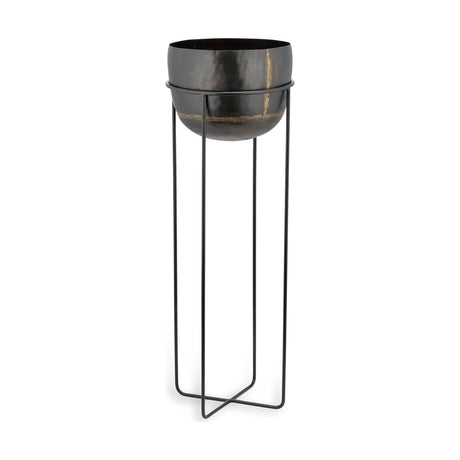 Endo Large Reclaimed Iron Plant Stand - Black