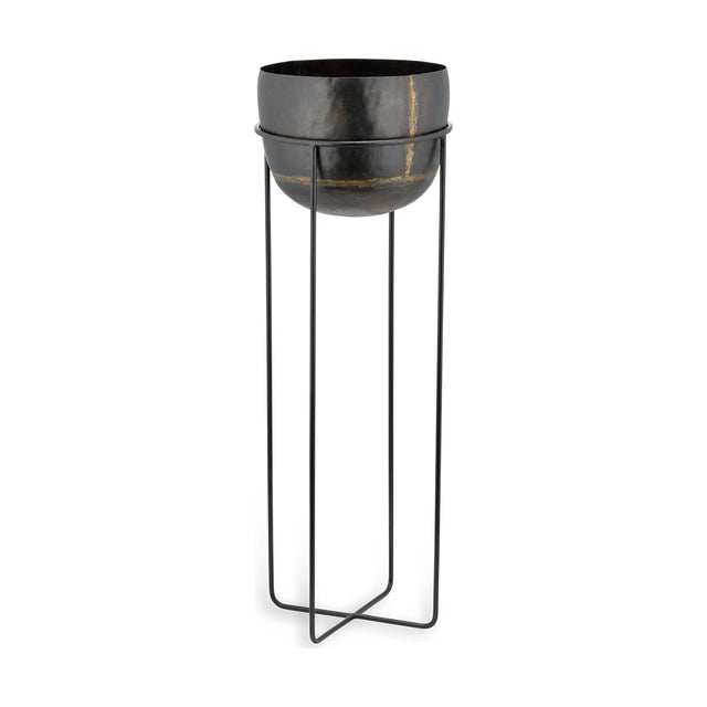 Endo Large Reclaimed Iron Plant Stand - Black