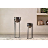 Endo Large Reclaimed Iron Plant Stand - Black
