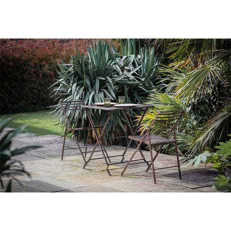 Frilmessa Small Iron Garden Table - Distressed Black & Brown