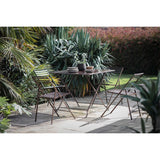 Ekete Large Iron Garden Table - Distressed Black & Brown