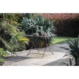 Ekete Large Iron Garden Table - Distressed Black & Brown