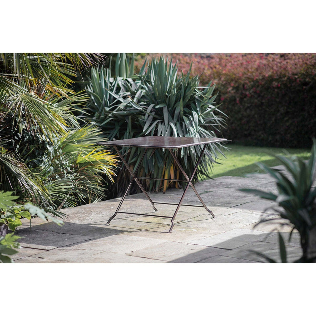 Ekete Large Iron Garden Table - Distressed Black & Brown