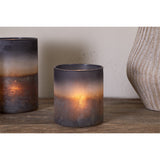 Etti Small Glass Tealight Holder - Navy & Smoke