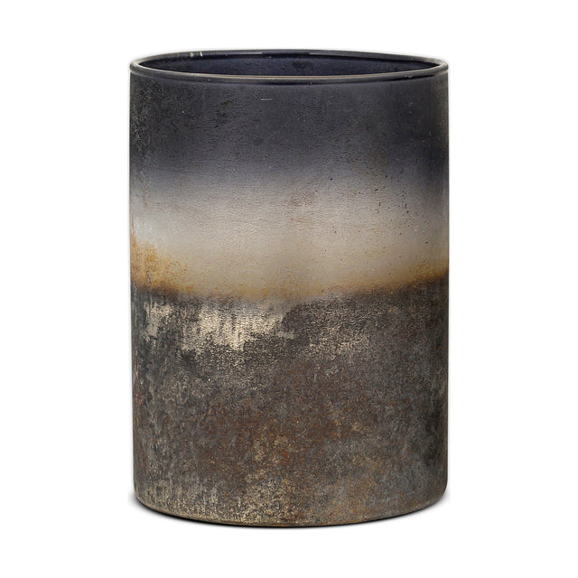 Etti Large Glass Tealight Holder - Navy & Smoke