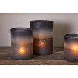 Etti Large Glass Tealight Holder - Navy & Smoke