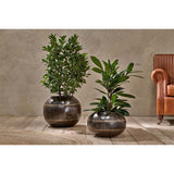 Endo Small Reclaimed Iron Globe Planter - Aged Black