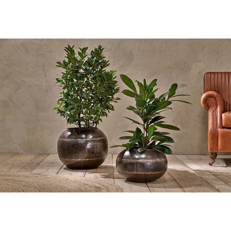 Endo Small Reclaimed Iron Globe Planter - Aged Black