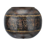 Endo Large Reclaimed Iron Globe Planter - Aged Black