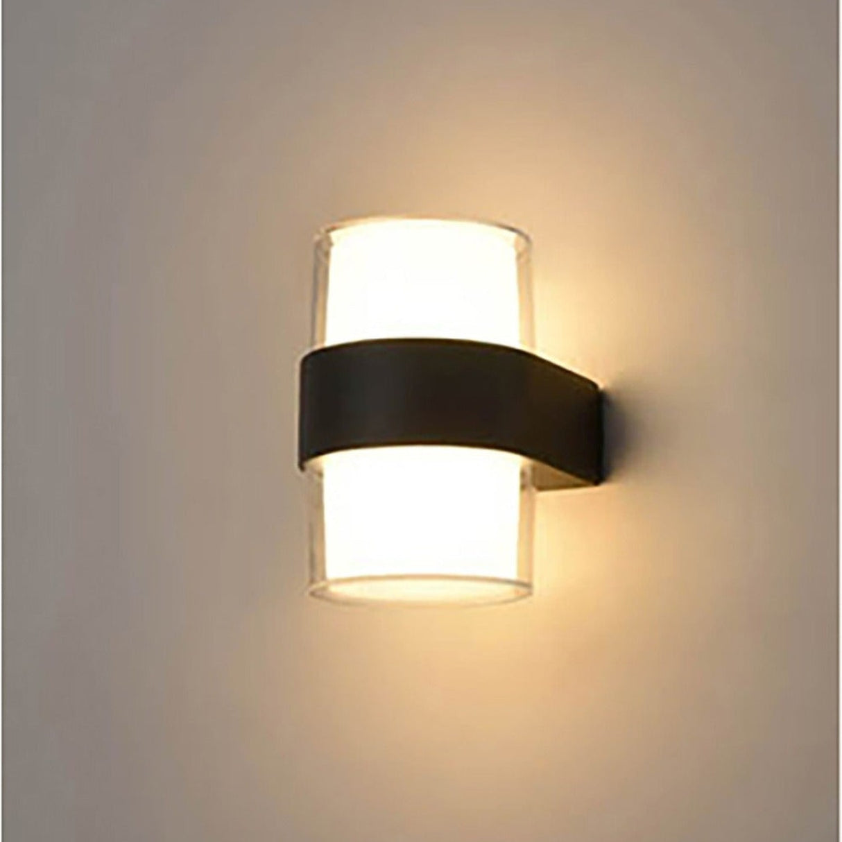 Aura Matt Black Opal Clear Glass LED Outdoor Wall Light