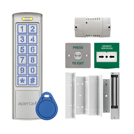 Aperta Single Internal Door Proximity Keypad Kit With Flush Exit Button - Silver