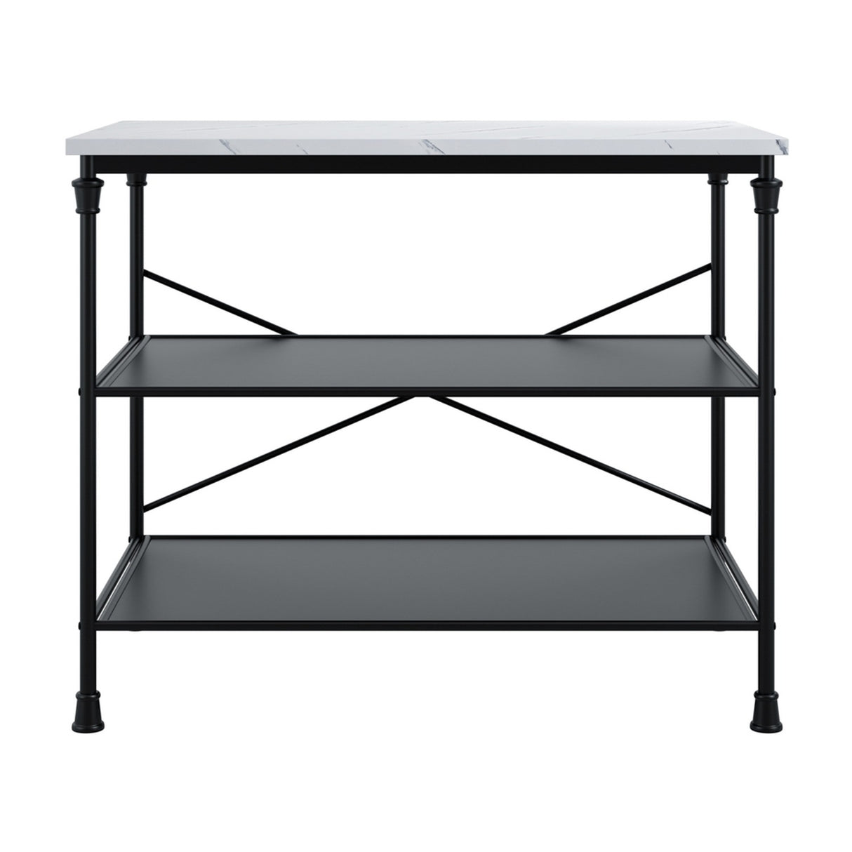 Fairmont Kitchen Island - Marble Effect with Black