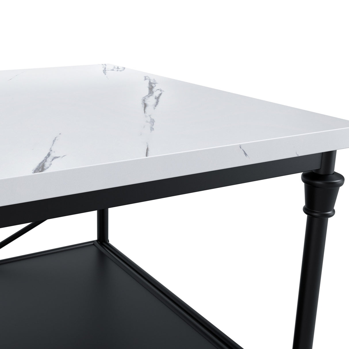 Fairmont Kitchen Island - Marble Effect with Black
