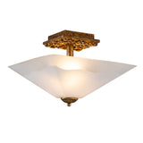 Star 2 Light Flush Ceiling Light - Distressed Gold with Opal Glass