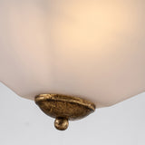 Star 2 Light Flush Ceiling Light - Distressed Gold with Opal Glass