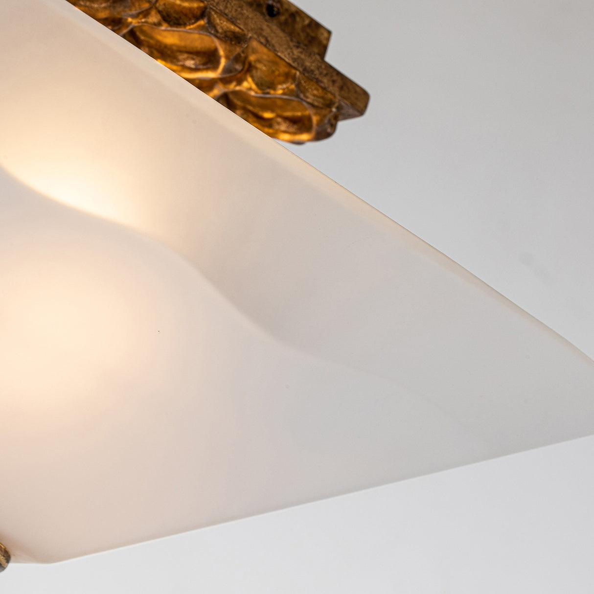 Star 2 Light Flush Ceiling Light - Distressed Gold with Opal Glass