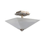 Star 2 Light Flush Ceiling Light - Distressed Silver with Opal Glass