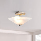 Star 2 Light Flush Ceiling Light - Distressed Silver with Opal Glass