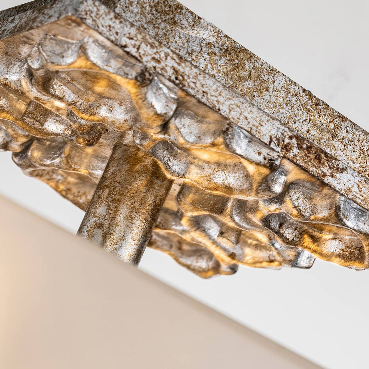 Star 2 Light Flush Ceiling Light - Distressed Silver with Opal Glass