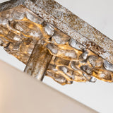 Star 2 Light Flush Ceiling Light - Distressed Silver with Opal Glass