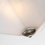 Star 2 Light Flush Ceiling Light - Distressed Silver with Opal Glass