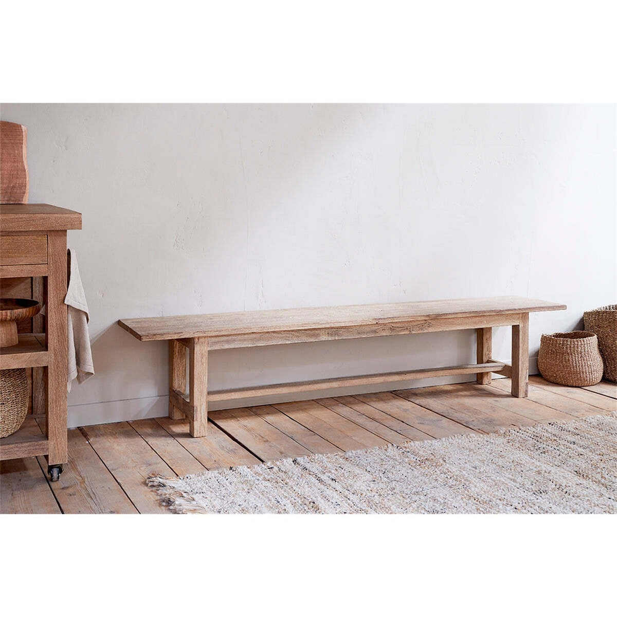 Fioni Large Reclaimed Wood Bench - Natural