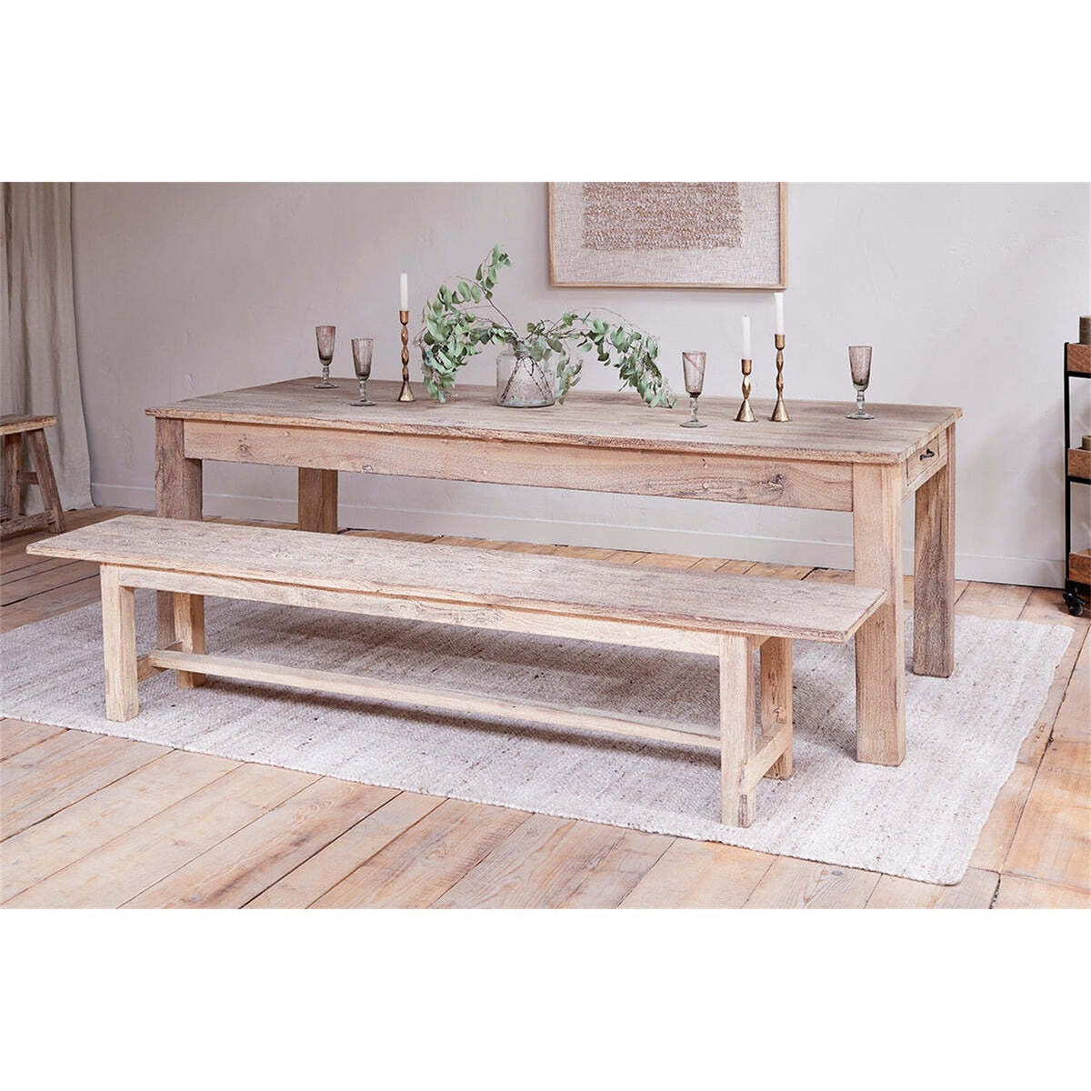 Fioni Large Reclaimed Wood Bench - Natural